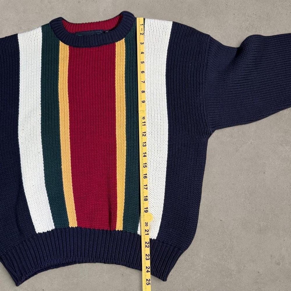 Vintage New River Colorblock Cotton Knit Sweater Men's M 90s Grandpa Preppy - Picture 4 of 5